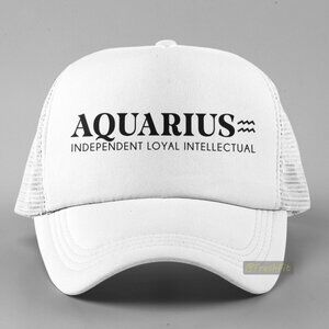 🆕Aquarius Zodiac Personality White Foam Trucker Hat Mesh Snapback Cap